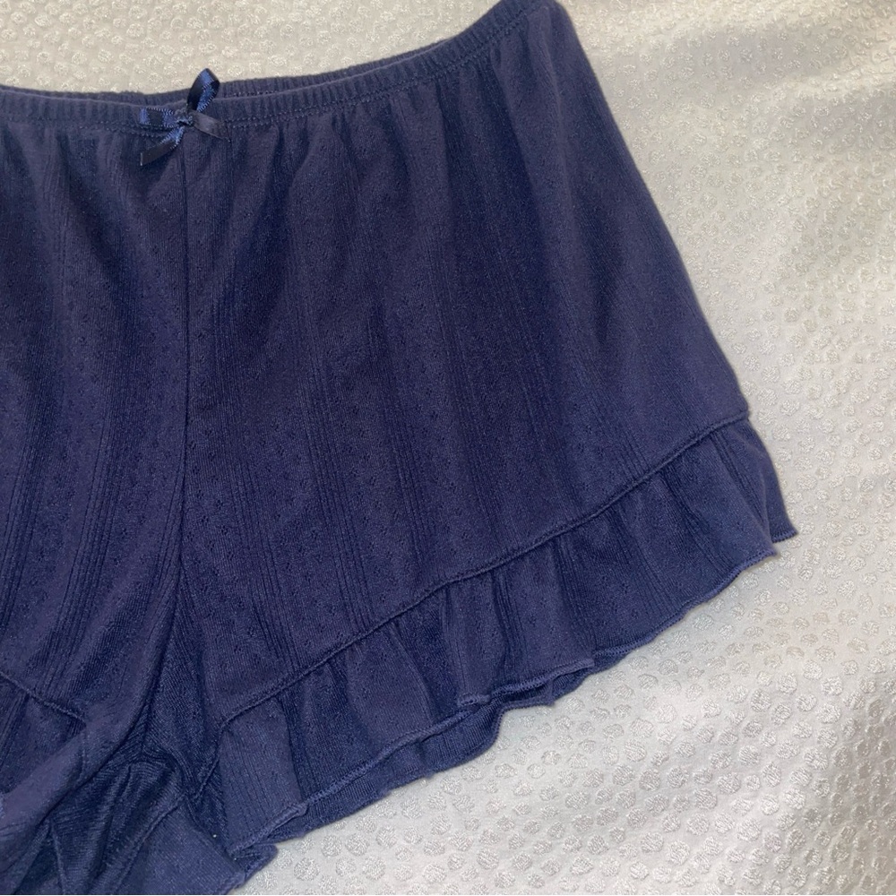 Wild Fable Navy Ruffle Hem Pajama Shorts - Picture 2 of 5